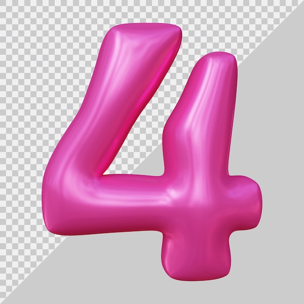 3d rendering of number 4 with modern style