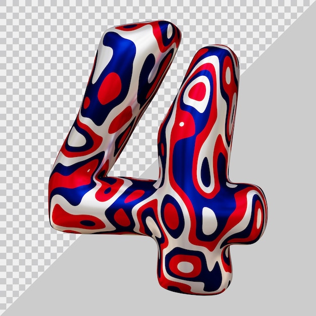 3d rendering of number 4 with modern style