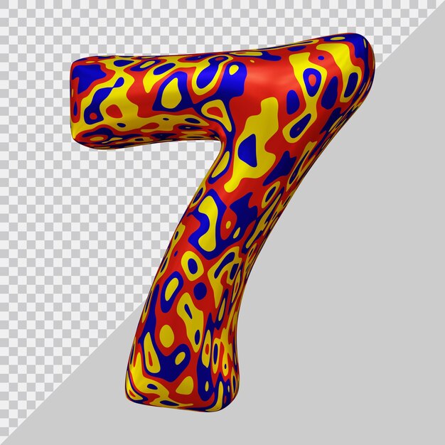 3d rendering of number 7 balloon