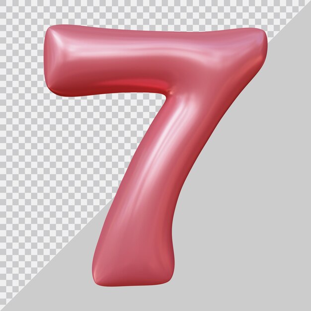 3d rendering of number 7 with modern style