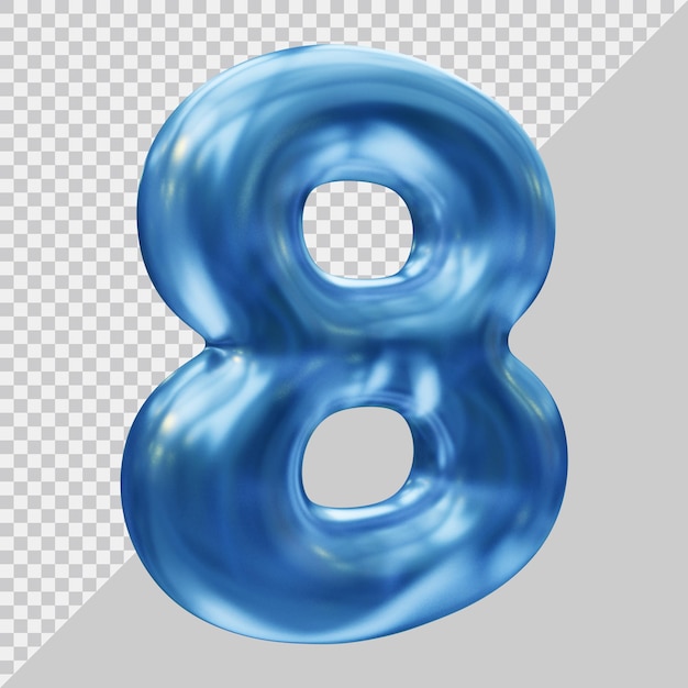 3d rendering of number 8 with modern style