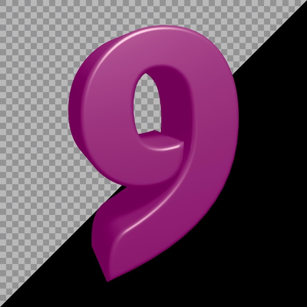 3d rendering of number 9
