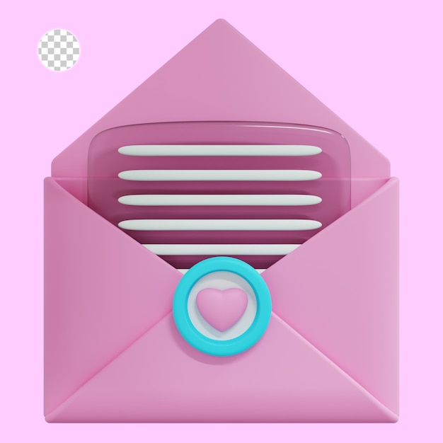 3d rendering of opened message icon