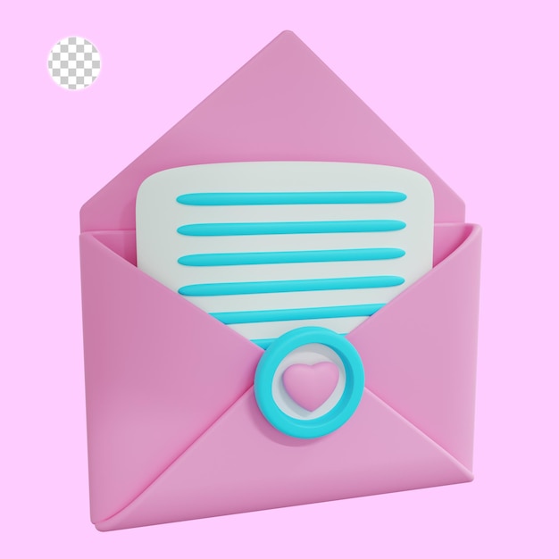 3d rendering of opened message icon