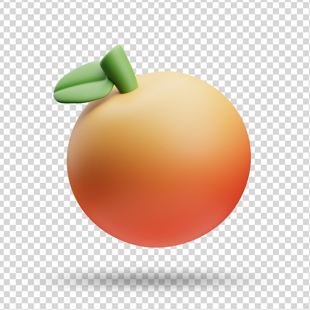 オレンジ色の果物のアイコンイラストの3dレンダリング