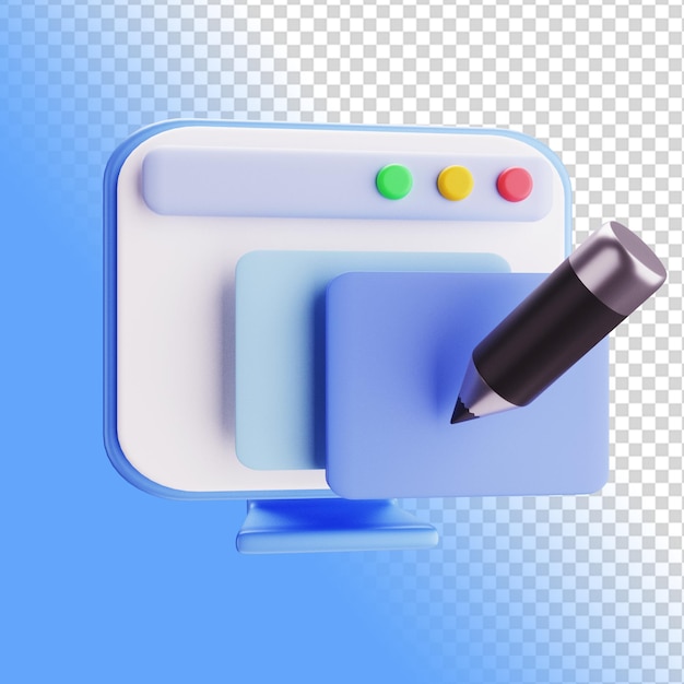 3d-рендеринг концепции инструментов дизайна иллюстрации значка ручки
