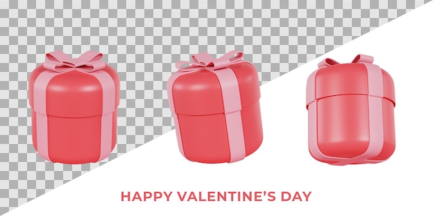 발렌타인 데이 핑크 선물 상자의 3d 렌더링