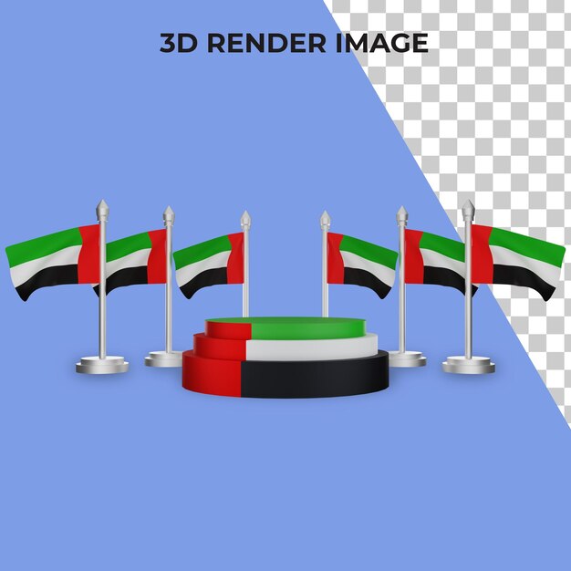 PSD 3d-рендеринг подиума с концепцией национального дня объединенных арабских эмиратов