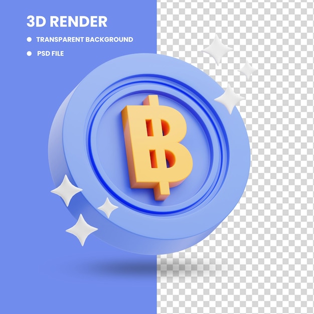 紫色のタイ風呂通貨コインかわいいアイコンイラストの3dレンダリング