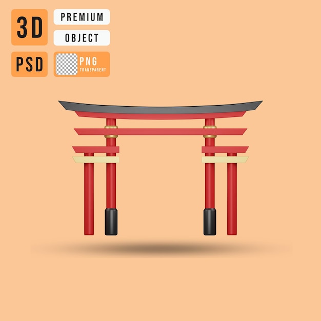 3d rendering of red gate for cny ornaments and chinese new year celebration