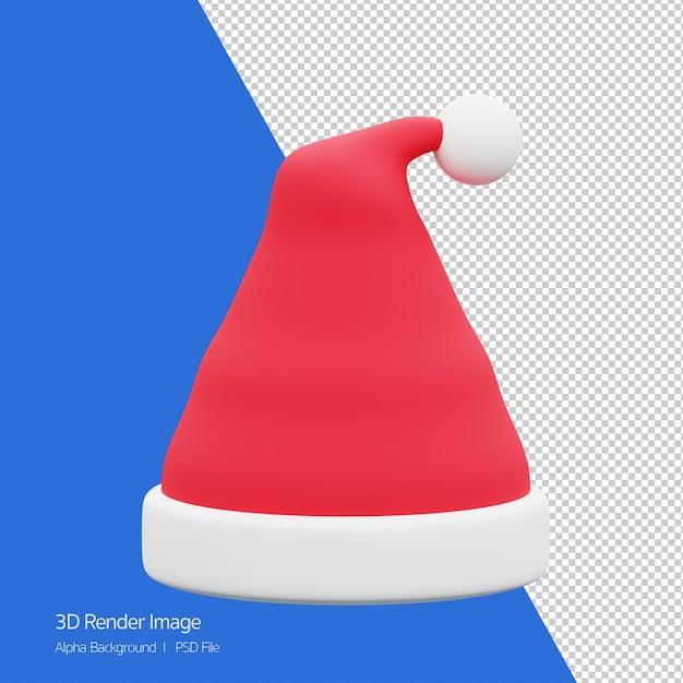 赤いサンタの帽子の3dレンダリング、白で隔離のクリスマス休暇。