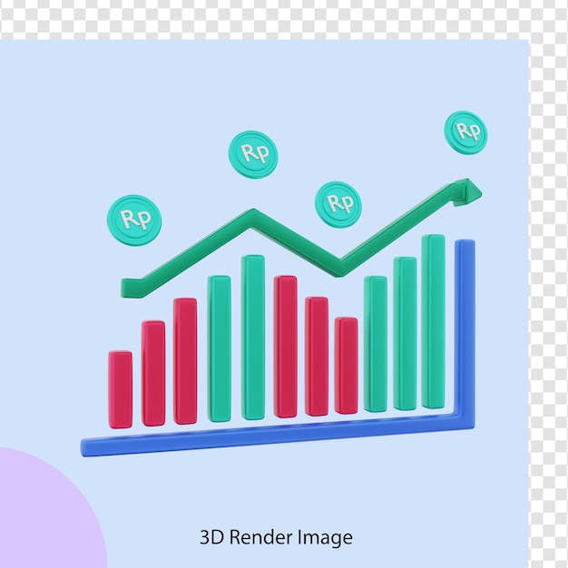 상승 루피아 돈 투자의 3d 렌더링