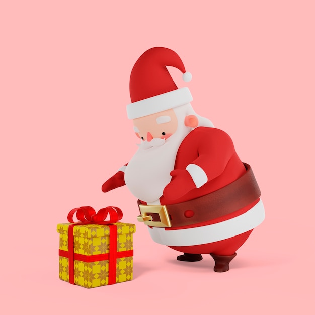 3d rendering of santa claus pose
