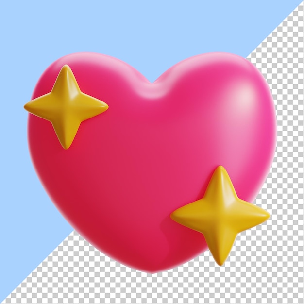 3D rendering of shinning heart illustration, suitable for valentine design assets