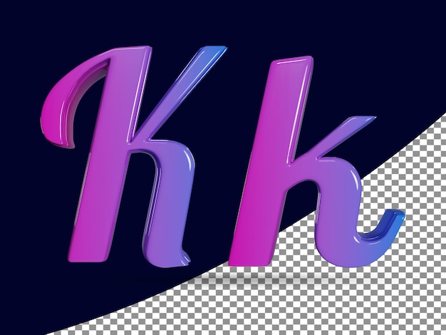 3d Rendering Of Shinny Capital Letter K And Small Letter k