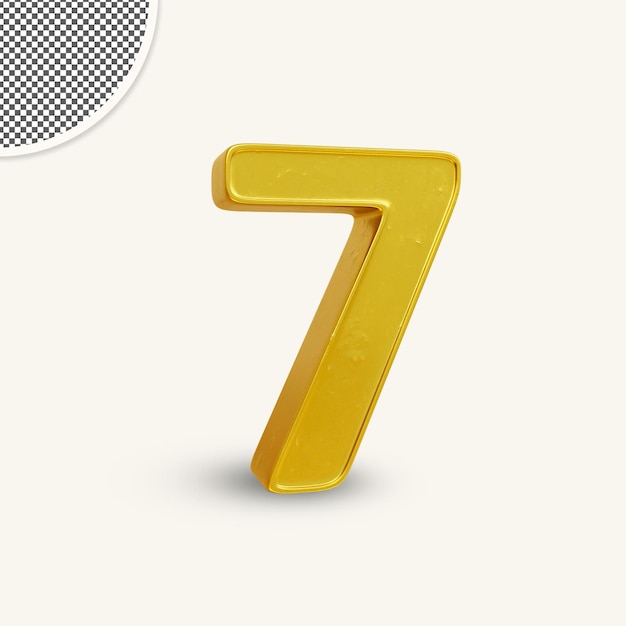 3d Rendering Of Shinny Gold Number 7