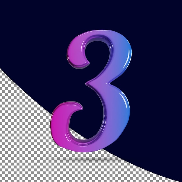 3d rendering of shinny number 3