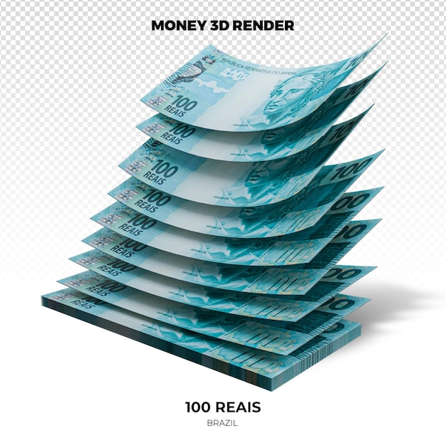3d 렌더링: 브라질의 100 리알 지폐