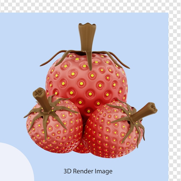 PSD 딸기 과일의 3d 렌더링
