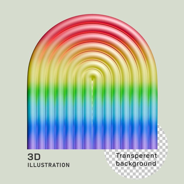 무지개의 3d 렌더링