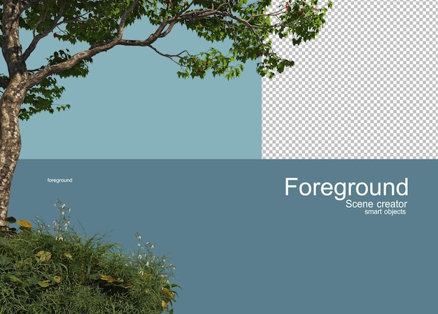 PSD 分離された木の前景の3dレンダリング