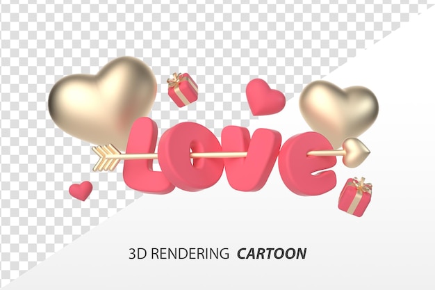 3d-рендеринг элементов мультфильма ко дню святого валентина