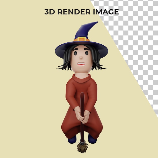 ハロウィーンのコンセプトを持つ魔女の3dレンダリング