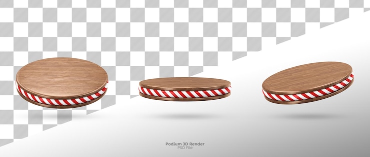 PSD 3d rendering of wooden christmas podium
