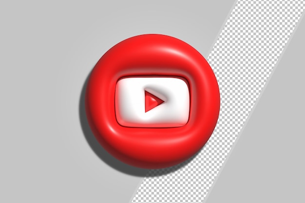 Youtube 아이콘 프리미엄 Psd의 3d 렌더링