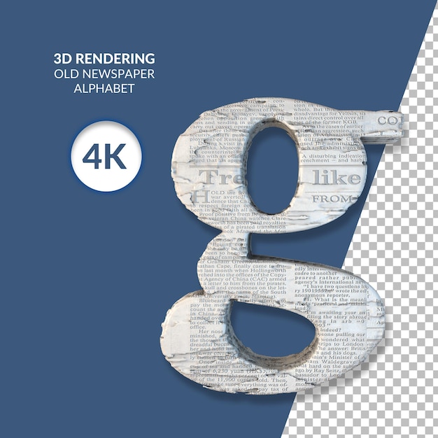 3d rendering of old newspaper alphabet isolated