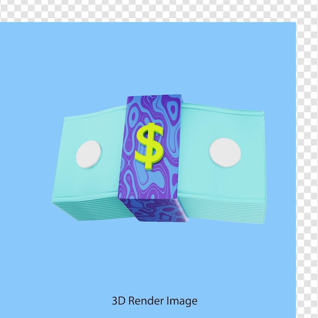 3d rendering of one bundle dollar banknote