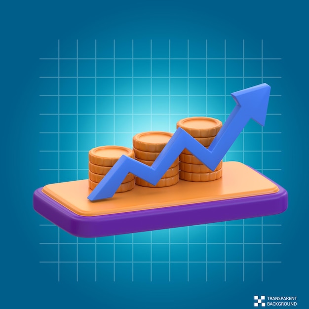 3d rendering Online Financial Growth icon