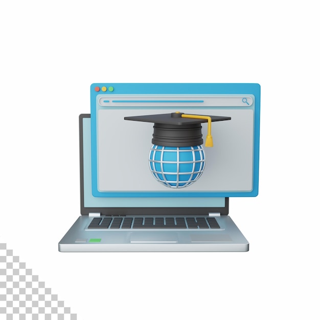 PSD 3d rendering online learning isolated useful for education technology knowledge school and class