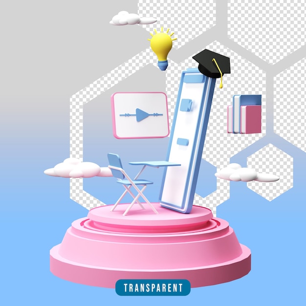 3D-rendering online onderwijs illustratie