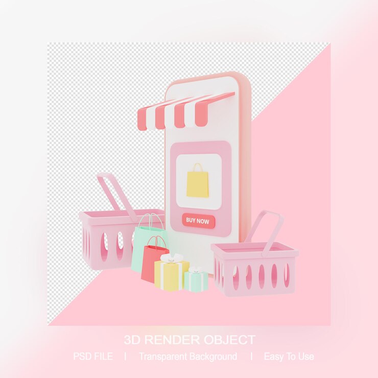 PSD 스마트 폰으로 3d 렌더링 온라인 상점