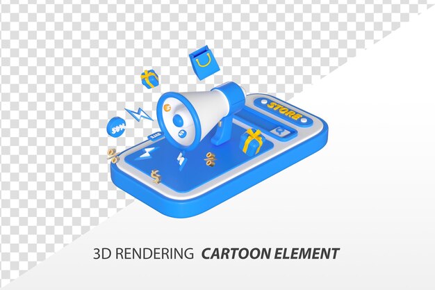 PSD rendering 3d elementi di promozione dello shopping online