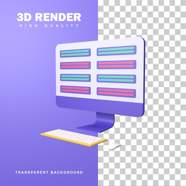 3d rendering online survey concept with many candidate choices.