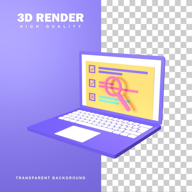 多くの候補者の選択肢を持つ3dレンダリングオンライン調査の概念。