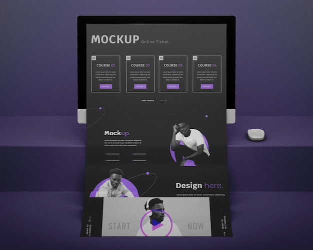 PSD 3d rendering of online ticket mockup