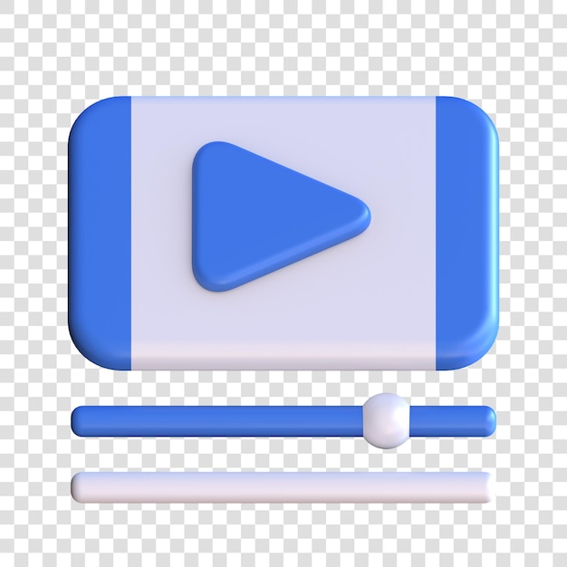 3D-rendering online videopictogram, symbool voor knopspel in het midden