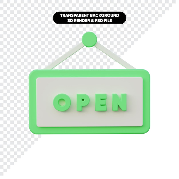 PSD 3d rendering open badge ornament for store