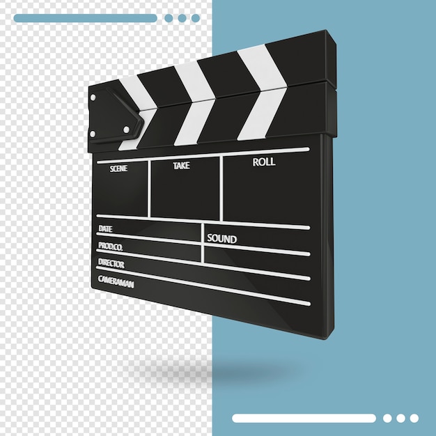 3d rendering of open movie clapperboard or clapper isolated