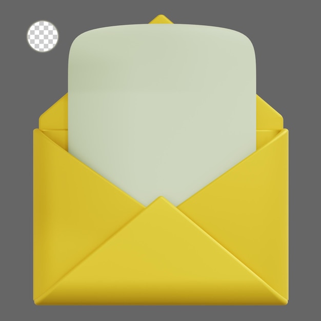 3d rendering of opened message icon