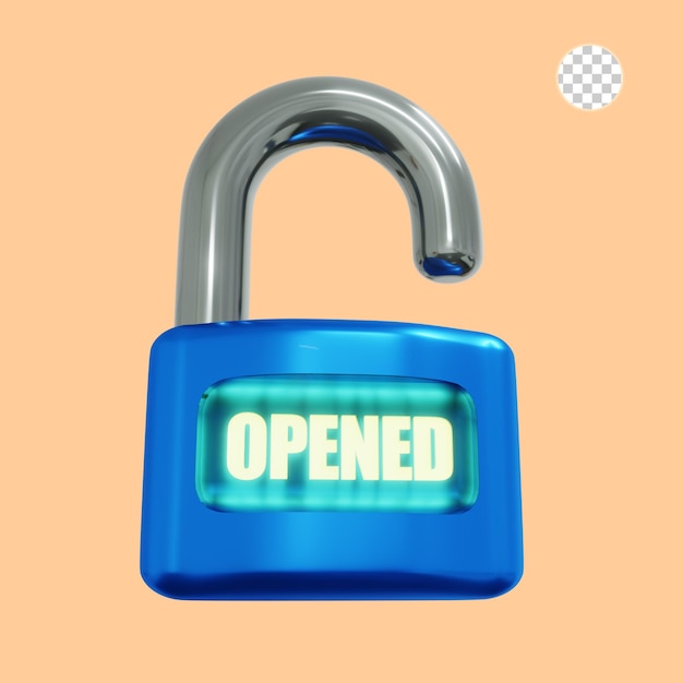 3d rendering of opened padlock