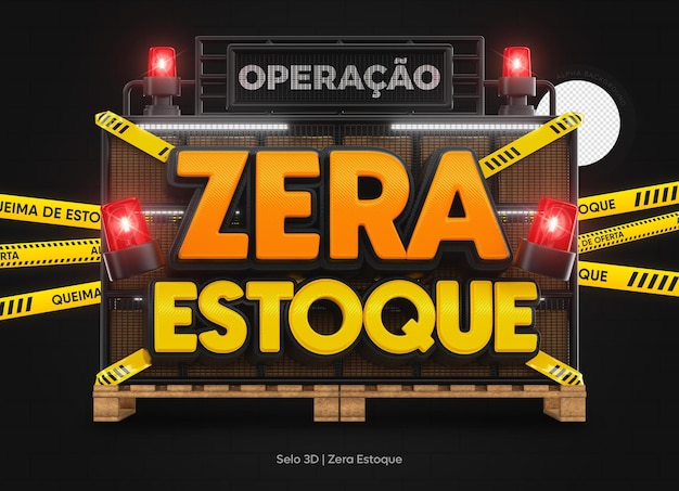 PSD operazione di rendering 3d estoque zerado in portoghese per la campagna brasiliana