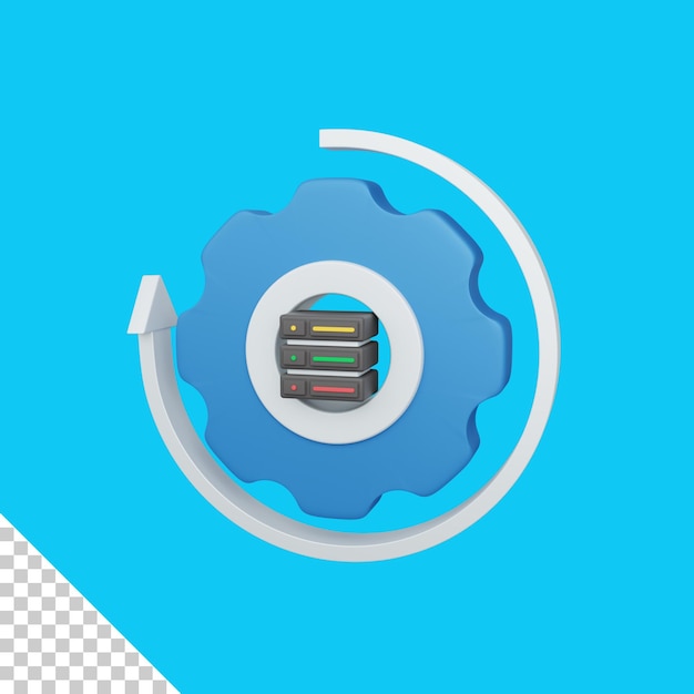 3d rendering operation system concept with gear and colorful server useful for development and web