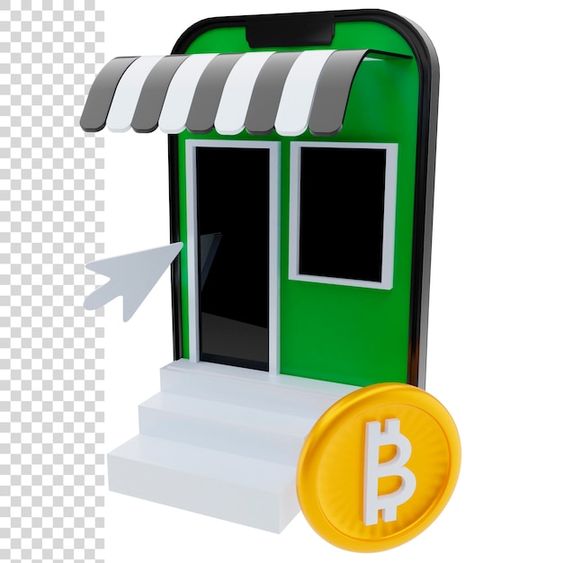 3d 렌더링 또는 그림 Bitcoin 시장