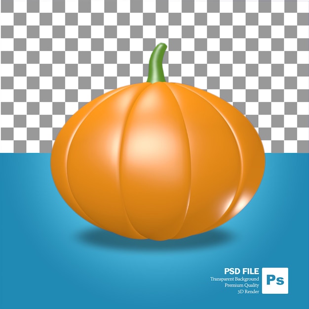 Rendering 3d di un oggetto di frutta e verdura arancione zucca di halloween