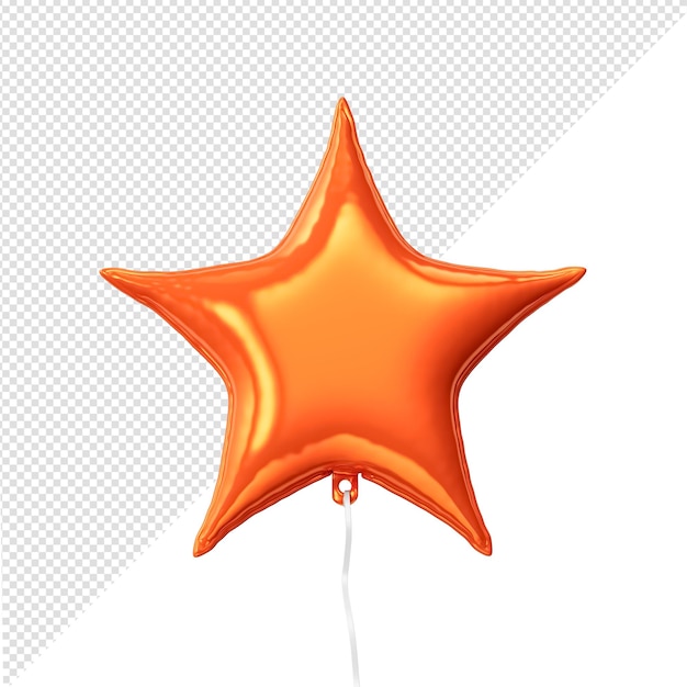 Rendering 3d di un palloncino a stella arancione