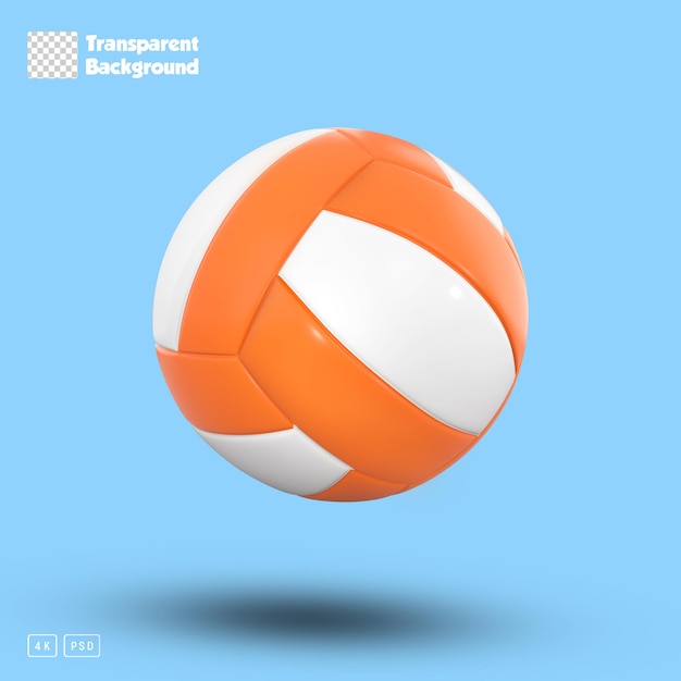 3D 渲染橙色和白色排球球